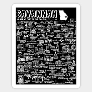 Savannah Georgia Map Art Sticker